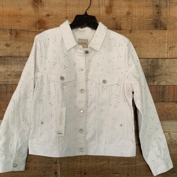 white eyelet jean jacket